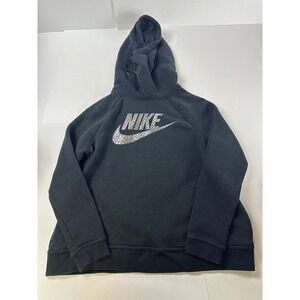 Nike Womens Hoodie Large Black‎ Sweater Cowl Neck Hood EUC